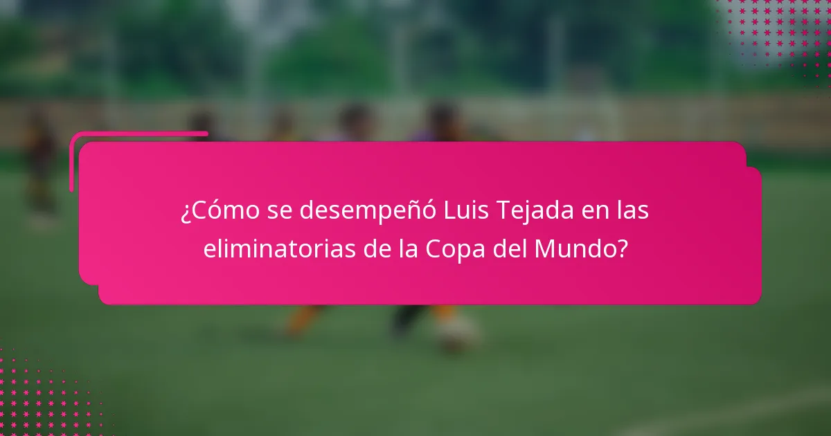 ¿Cómo se desempeñó Luis Tejada en las eliminatorias de la Copa del Mundo?