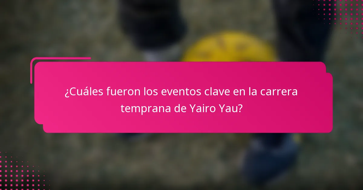 ¿Cuáles fueron los eventos clave en la carrera temprana de Yairo Yau?