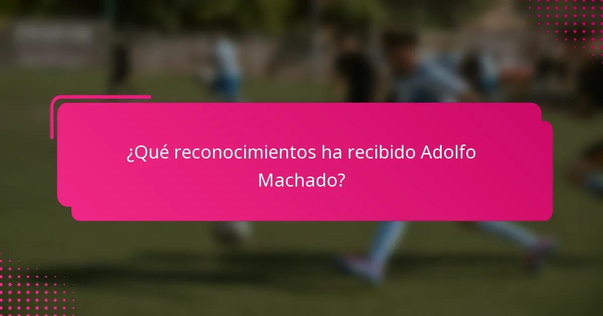 ¿Qué reconocimientos ha recibido Adolfo Machado?
